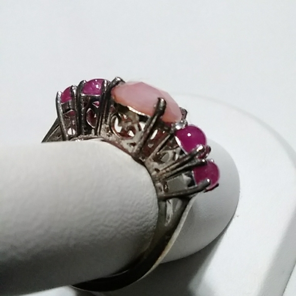 Pink Opal and Ruby Ring - Picture 3 of 5